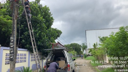 เจ้าหน้าที่กองยุทธศาสตร์และงบประมาณ ดำเนินการตามคำร้อง ขอซ่อมแซมเคเบิ้ลทีวี ชุมชนอินทรคีรี