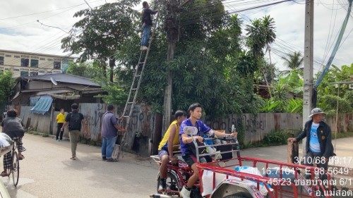 เจ้าหน้าที่กองยุทธศาสตร์และงบประมาณ ดำเนินการตามคำร้อง ขอซ่อมแซมเคเบิ้ลทีวี ชุมชนบัวคูณ