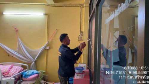 เจ้าหน้าที่กองยุทธศาสตร์และงบประมาณ ดำเนินการตามคำร้อง ขอซ่อมแซมเคเบิ้ลทีวี ชุมชนวัดหลวง