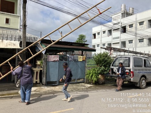 เจ้าหน้าที่กองยุทธศาสตร์และงบประมาณ ดำเนินการตามคำร้องขอซ่อมแซมเคเบิ้ลทีวี ชุมชนบ้านทุ่ง