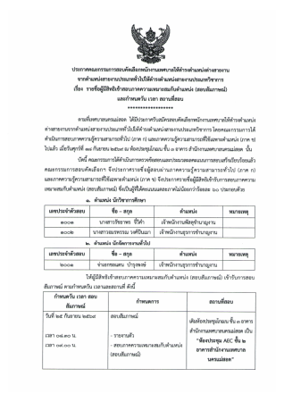 ประกาศคณะกรรมการสอบคัดเลือกพนักงานเทศบาลให้ดำรงตำแหน่งต่างสายงาน จากตำแหน่งสายงานประเภททั่วไปให้ดำรงตำแหน่งสายงานประเภทวิชาการ เรื่อง รายชื่อผู้มีสิทธิเข้าสอบภาความเหมาะสมกับตำแหน่ง (สอบสัมภาษณ์) และกำหนดวัน เวลา สถานที่สอบ