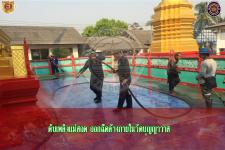 ดับเพลิงเเม่สอด ออกฉีดล้างภายในวัดบุญญาวาส