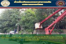 ดับเพลิงนครแม่สอด ร่วมกองช่าง ออกดำเนินการตัดต้นไม้พาดผ่านสายไฟฟ้าสุสานวัดดอนเเก้ว