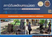 ดับเพลิงนครแม่สอด ดำเนินการตัดต้นไม้(สะเดา) ภายในวัดหลวง