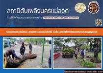 ดับเพลิงนครแม่สอด ดำเนินการตัดแต่งกิ่งไม้ ต้นไม้ ภายในโรงเรียนเทศบาลวัดบุญญาวาส