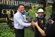 เทศบาลนครแม่สอด ดำเนินโครงการปลุกดอกดาวเรือง ถวายเป็นพระราชกุศล