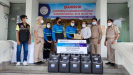 บริษัทแม่สอดพลังงานสะอาด จำกัด มอบแอลกอฮอลล์สำหรับฆ่าเชื้อแก่เทศบาลนครแม่สอด