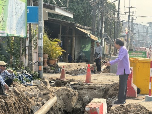 ทน.แม่สอด ลงพื้นที่ติดตามความคืบหน้า โครงการพัฒนาตามผังเมือง รวมเมืองแม่สอด อำเภอแม่สอด จังหวัดตาก
