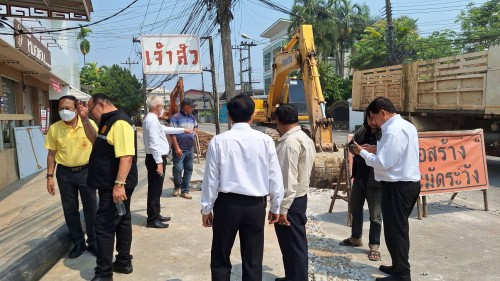 เทศบาลนครแม่สอด ลงพื้นที่ติดตามความคืบหน้า โครงการพัฒนาตามผังเมือง รวมเมืองแม่สอด อำเภอแม่สอด จังหวัดตาก