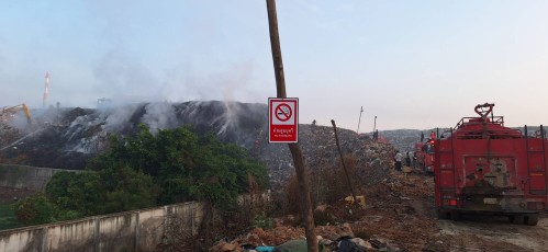 เทศบาลนครแม่สอด ลงพื้นที่ระงับเหตุเพลิงไหม้ บ่อขยะเทศบาลนครแม่สอด