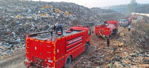 เทศบาลนครแม่สอด ลงพื้นที่ระงับเหตุเพลิงไหม้ บ่อขยะเทศบาลนครแม่สอด