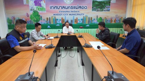 ทน.แม่สอด ประชุมติดตามความคืบหน้างานโครงการนำสายไฟฟ้าสายเคเบิลลงใต้ดิน ร่วมกับการไฟฟ้าส่วนภูมิภาคอำเภอแม่สอด